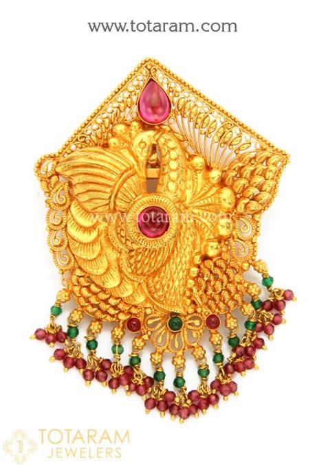 22k Gold Peacock Pendant Temple Jewellery 235 Gp3215 In 13 550 Grams