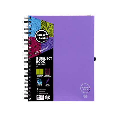 Spirax Kode PP Notebooks A4 5 Subject P960 250 Page Purple Torstar