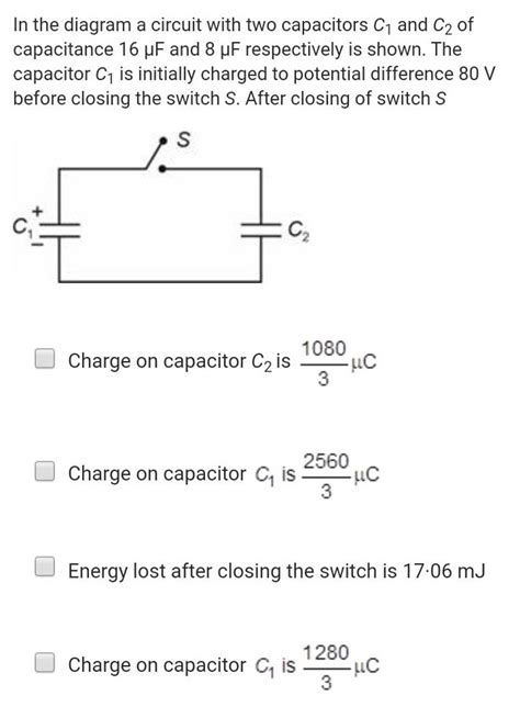 In The Diagram A Circuit With Two Capacitors C And C Of Capacitance