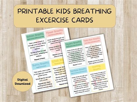 8 Printable Breathing Exercise Cards For Kids Digital Download