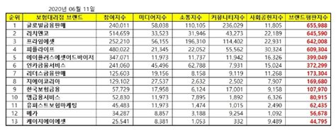 독립 보험대리점 Ga 브랜드평판 6월 빅데이터 분석 1위는 글로벌금융판매