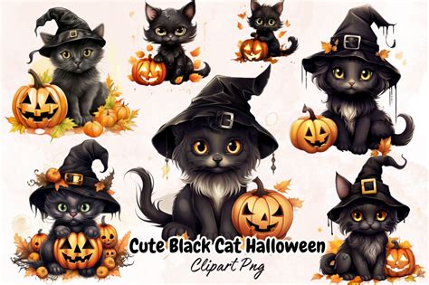 Cute Black Cat Halloween Clipart Graphic By Graftify · Creative Fabrica