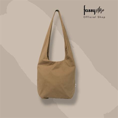 Jual Fassystore Tas Totebag Kanvas Hobo Baloon Bag Khaki Aesthetic