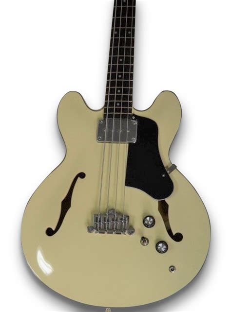 Custom Cream Semi Hollow Electric Bass Guitar Palace Guitars