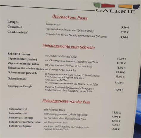 Speisekarte von Restaurant Galerie am Lindenplatz Nußloch