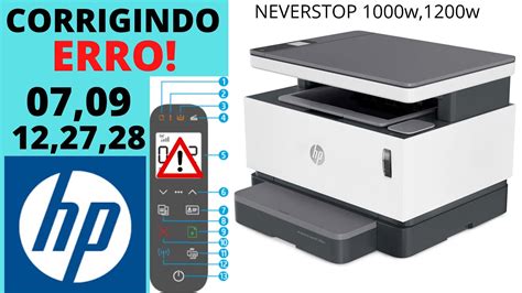 Impressora Hp Neverstop Laser 1200w Erro Codigo 07 09 12 27 28