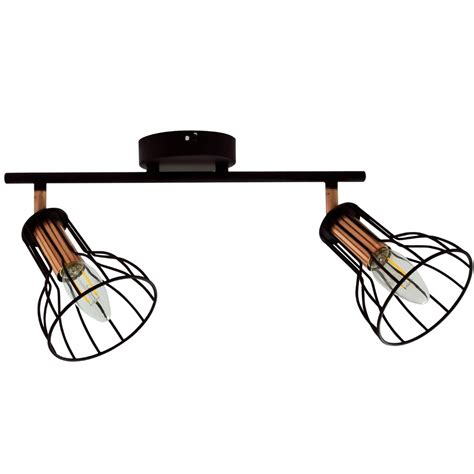 Lampa ścienna sufitowa czarna miedziana druciane klosze loft 2 pkt