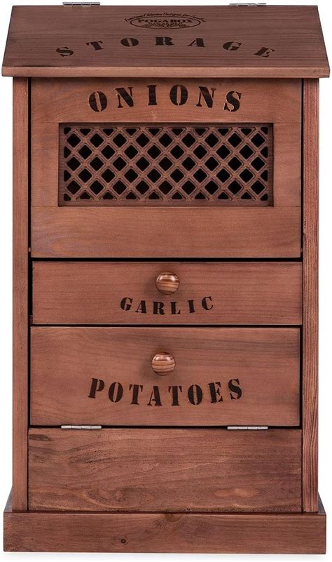 Pogabox Potato Onion Garlic Storage Box Vegetable Wooden Bin For