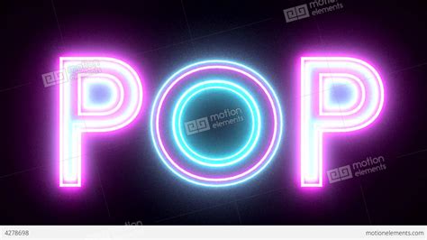 Pop Neon Sign Lights Logo Text Glowing Multicolor Stock Animation | 4278698