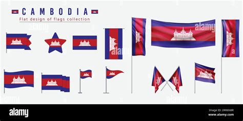 Cambodia Flag Flat Design Of Flags Collection Stock Vector Image And Art