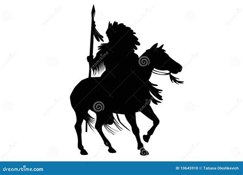 Silhouette Of Indian Man Sitting On A Horse Stock Illustration