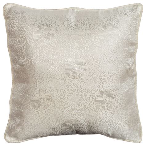 White Longevity Motif Chinese Silk Pillow 8 Asian Decorative