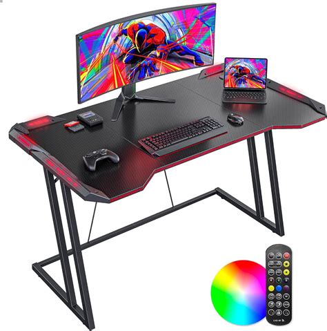 Cubicubi Inch Ergonomic Gaming Desk Z Shaped Gamer Table With Led