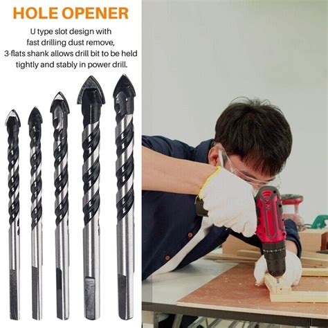 5 Pcs Multi Material Drill Bit Set For Tile Concrete Brick Glass