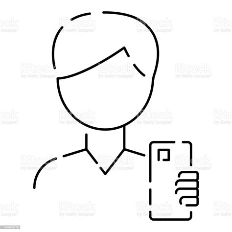 Selfie Vector Line Icon Take A Selfie Photo Cell Phone Front Camera And