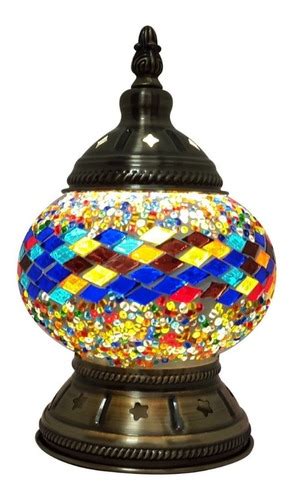 Abajur Turco Lumin Ria Turca Mosaico Vidro Metal Vitral Cm