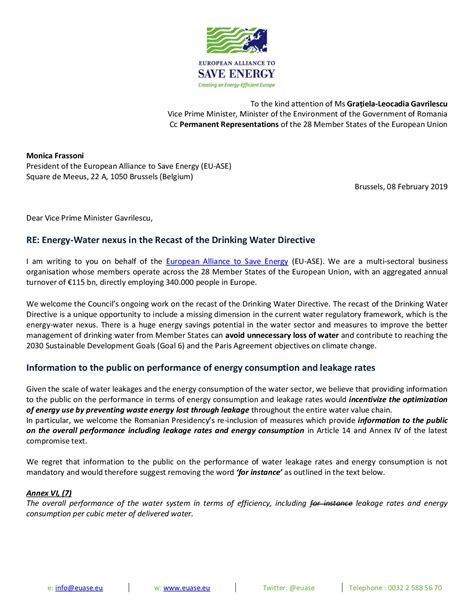 Energy Water Nexus In The Recast Of The Drinking Water Directive Eu Ase