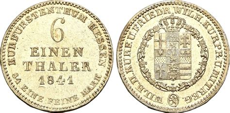 Hessen Kassel 1 6 Taler 1841 Wilhelm II Und Friedrich Wilhelm 1831