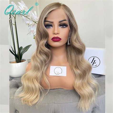 Loose Deep Wave Full Lace Wig Ash Golden Blonde Colored Lace Frontal