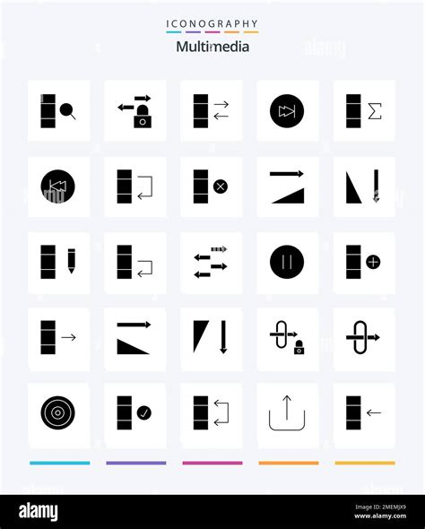 Creative Multimedia 25 Glyph Solid Black Icon Pack Such As Back