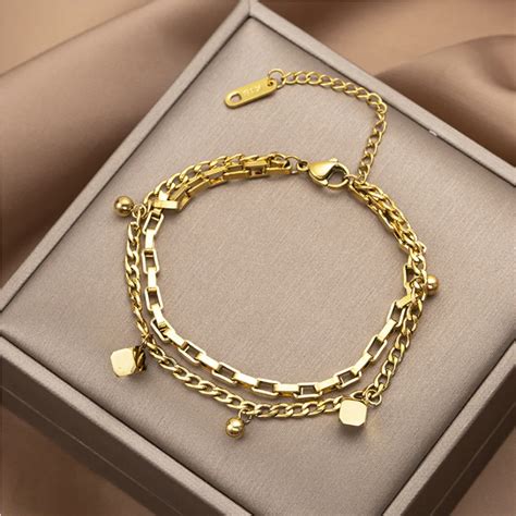 Pulsera de acero inoxidable 316L para mujer joyería fina de moda