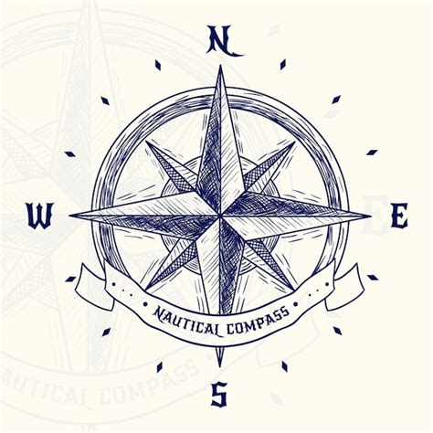 Premium Vector Hand Drawn Vintage Compass