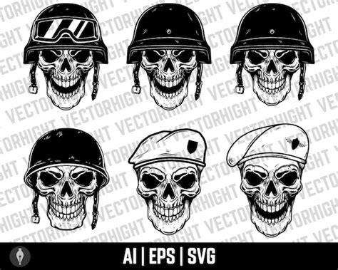 Soldier Skull Clipart Skull Vector Skull in Military Helmet - Etsy