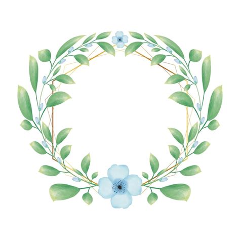 Premium Vector Golden Hexagon Frame With Blue Watercolor Flower