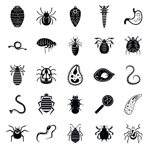 conjunto de iconos de insectos parásitos estilo simple 8845071 Vector