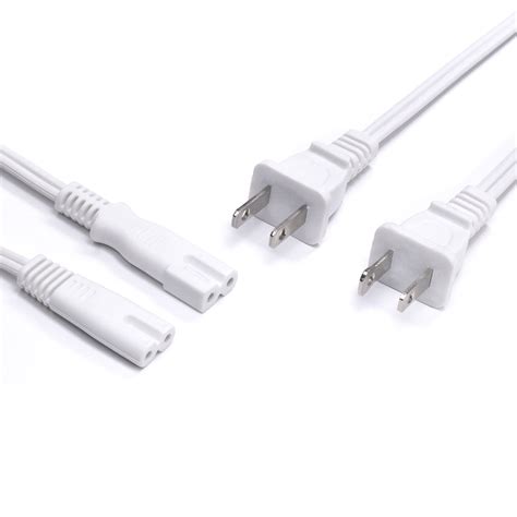 2 Slot Power Cord Two Pack Includes Both Types Polarized Squared