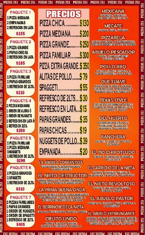 Menu at Las Pizzas del Abuelo restaurant Ciudad López Mateos Blvd