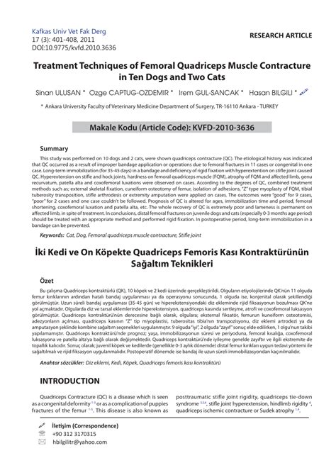 (PDF) Treatment Techniques of Femoral Quadriceps Muscle Contracture in Ten Dogs and Two Cats