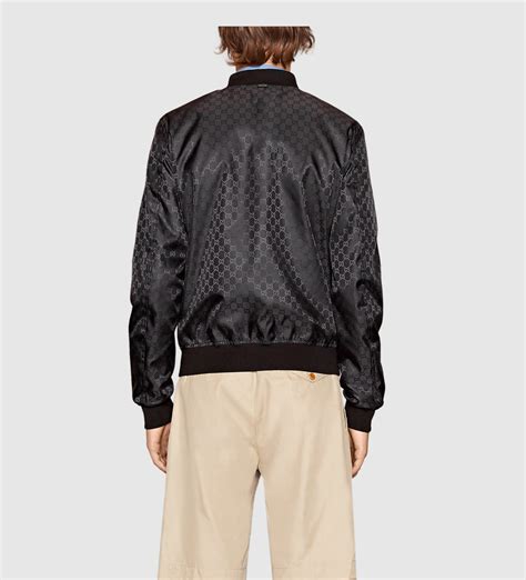 Gucci Synthetic Reversible Gg Jacquard Nylon Bomber Jacket In Black For Men Lyst