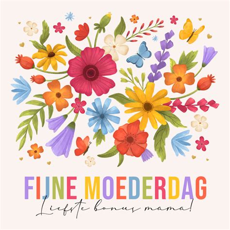 Moederdagkaart Fijne Moederdag Bloemen Hartjes Kaartje Go