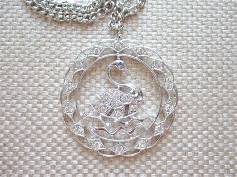 Vintage Signed Sarah Cov Conventry Swan Medallion P Gem