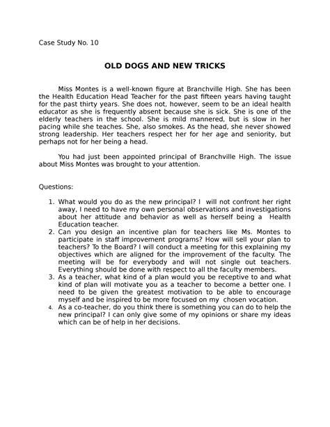 Case Study No 10 Galgana Daisy M Case Study No 10 Old Dogs And New