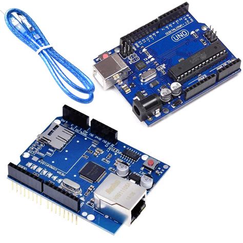 Kit Placa Uno R Atmega Cabo Shield Ethernet W Internet