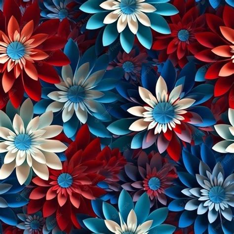 Premium Photo Red White And Blue Flowers Wallpaper That Says Red