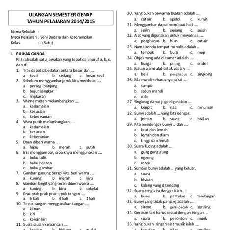 Soal Pts Bahasa Indonesia Kelas 6 Semester 1 Homecare24