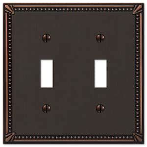 Amerelle Imperial Bead Gang Toggle Metal Wall Plate Aged Bronze