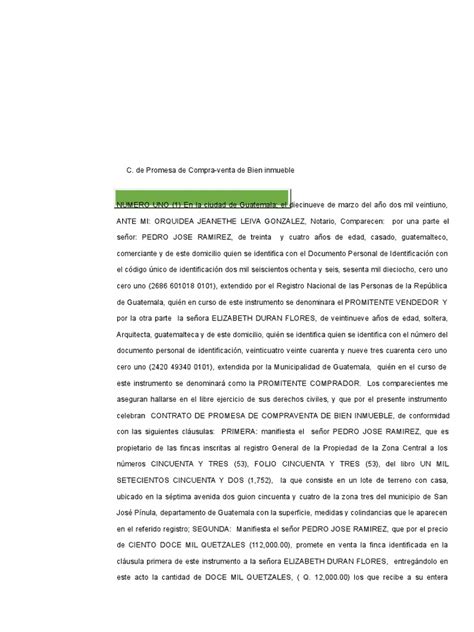 Contrato De Promesa De Compraventa De Bien Inmueble Compress Pdf