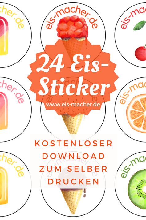 Ich habe 24 Eis Sticker zum Herunterladen und Selberdrucken für euch