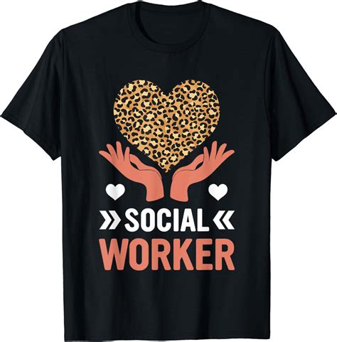 Social Worker Leopard Rainbow Funny Work Love T Shirt