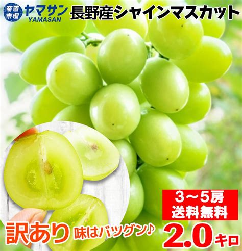 【楽天市場】★訳あり特価★長野県産 シャインマスカット 訳あり 2kg 3~5房 送料無料 産地直送 信州 訳ありシャインマスカット 皮ご