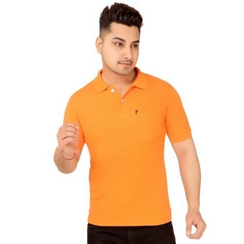 Sap Matty Plain Orange Men Collar T Shirt At Rs 145 Piece In Ludhiana