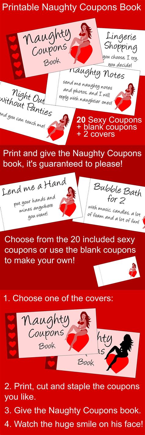 Valentines Day T For Him Sexy Printable Naughty Coupons Book With Sex Coupons That Are