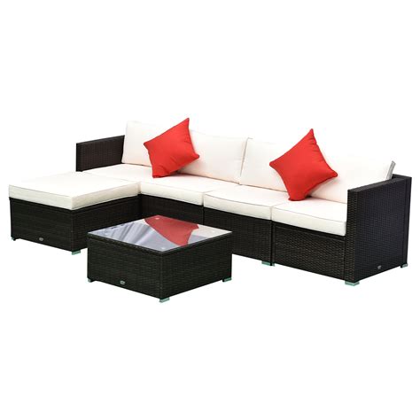 Outsunny Piece Outdoor Patio Pe Rattan Wicker Sofa Sectional