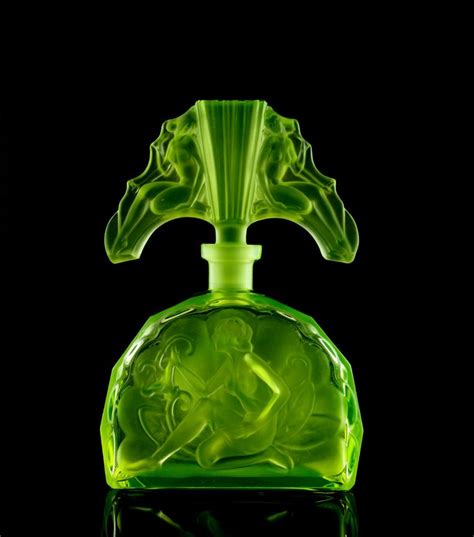 Bohemian Art Deco Vaseline Glass Perfume Bottle Design Hhoffmann Ebay Bottiglia Di Profumo