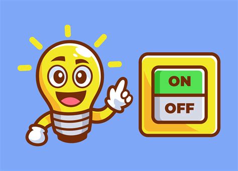 Cartoon Light Bulb Pointed The Switch On Off Illustration 5013539