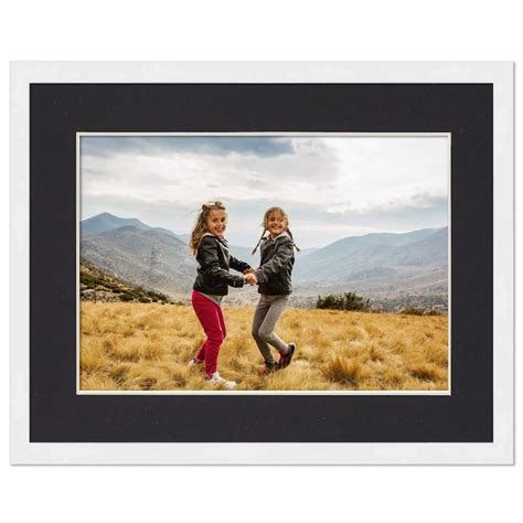 11x15 Frame with Mat - White 13x17 Frame Wood Made to Display Print or Poster Measuring 11 x 15 ...